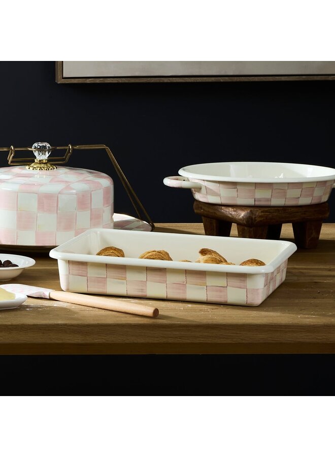 Rosy Check Enamel Baking Pan - 9"X13"