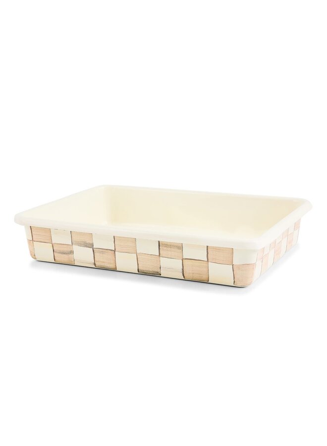 Mocha Check Enamel Baking Pan - 9" x 13"