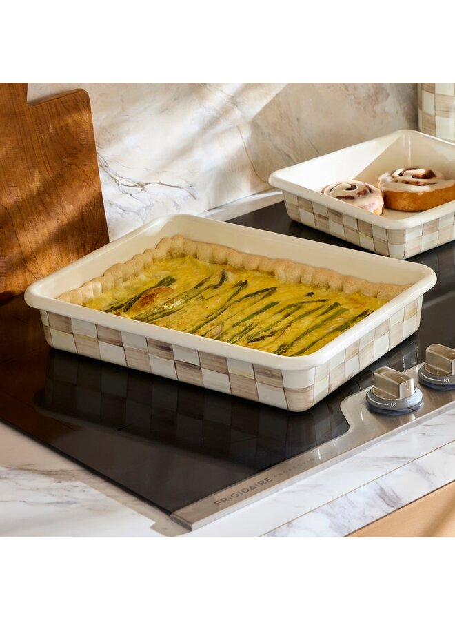 Mocha Check Enamel Baking Pan - 9" x 13"