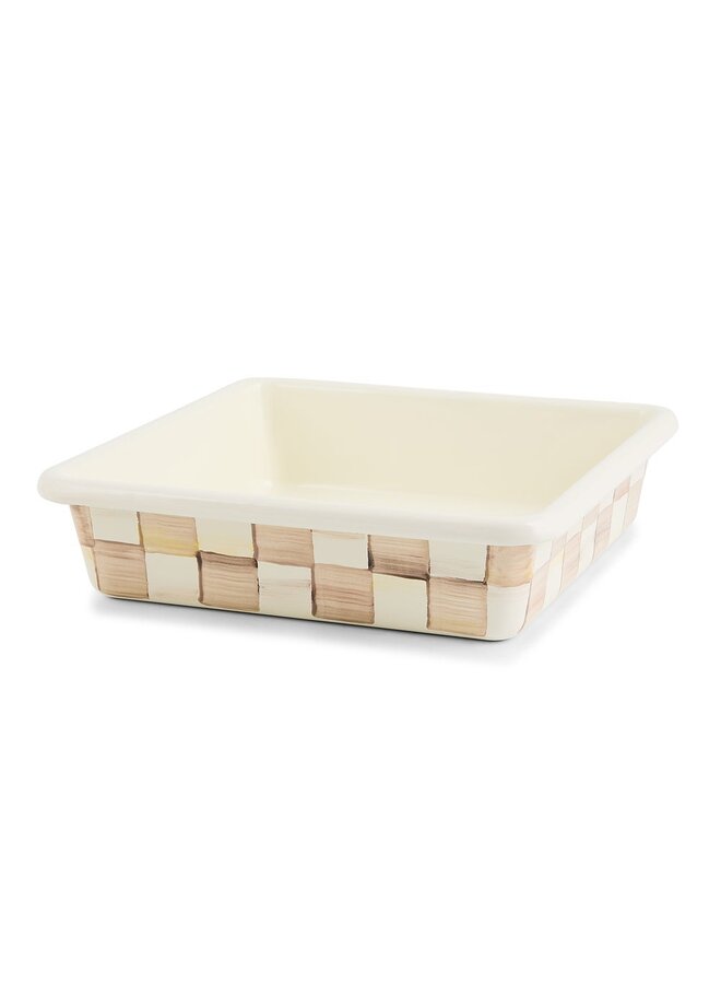 Mocha Check Enamel Square Baking Pan - 8"