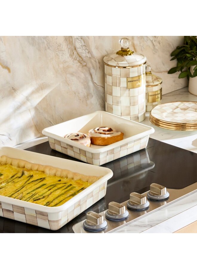 Mocha Check Enamel Square Baking Pan - 8"