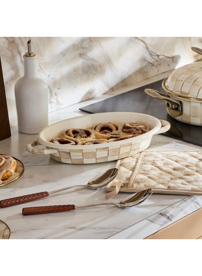Mocha Check Medium Oval Gratin Dish