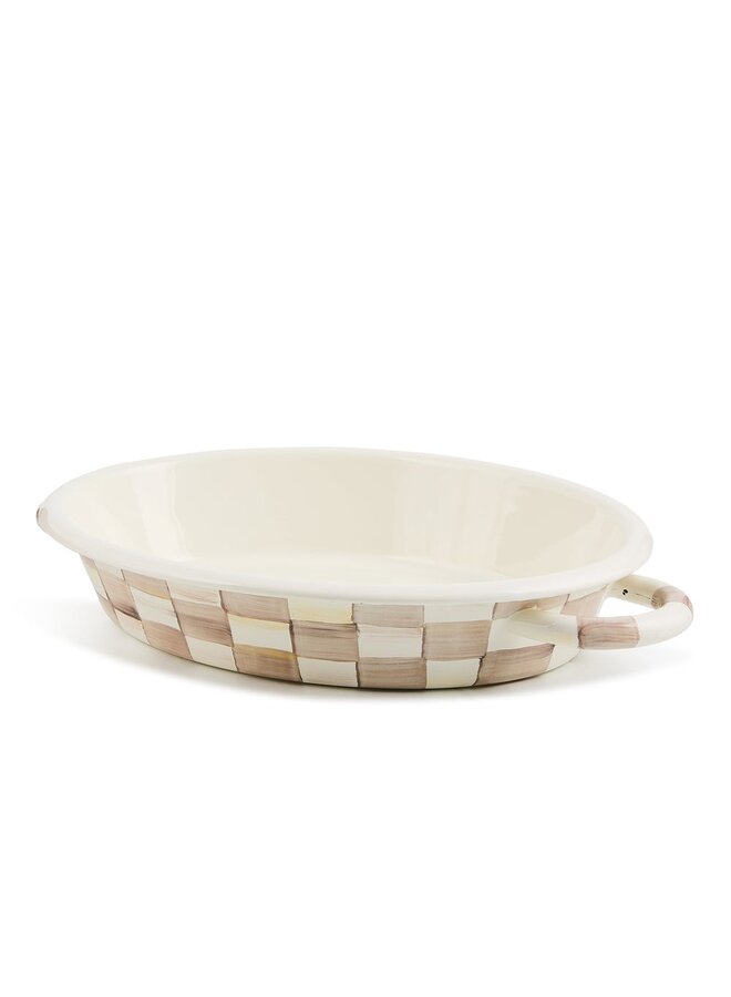 Mocha Check Medium Oval Gratin Dish