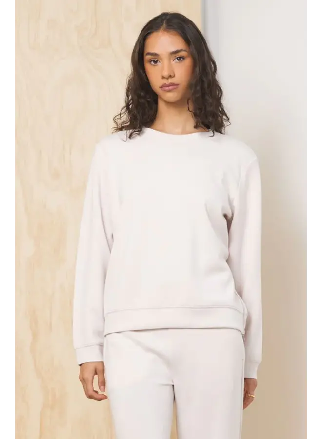 Cloud Fleece Crew with Zipper - Pearl