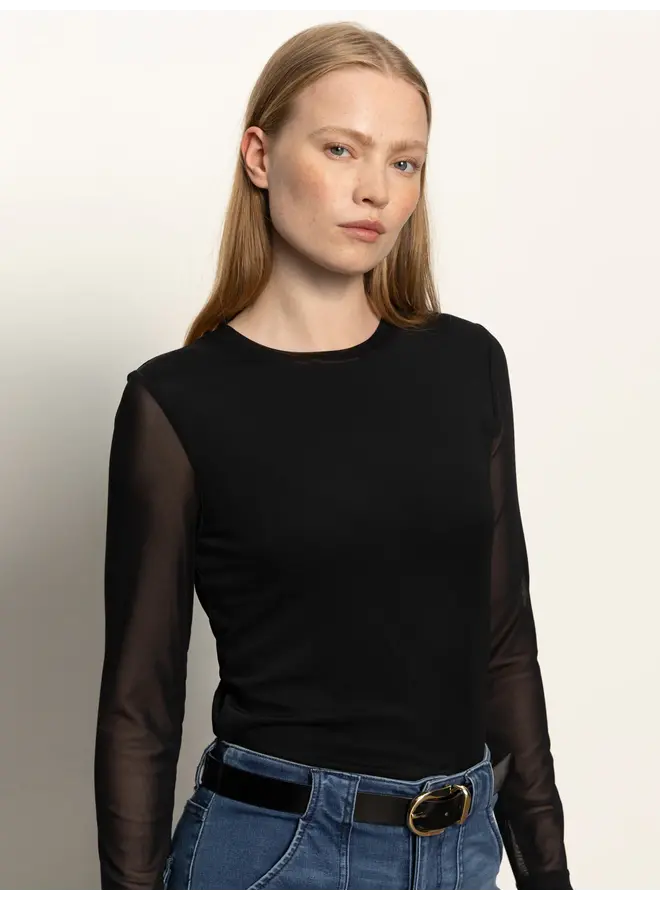 Long Sleeve Perfect Mesh Tee - Black -