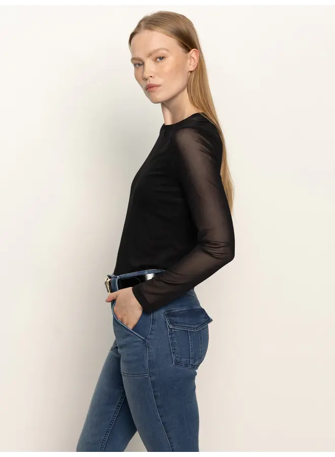 Long Sleeve Perfect Mesh Tee - Black -