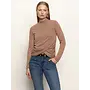Long Sleeve Draped Mock Neck Top - Mocha -