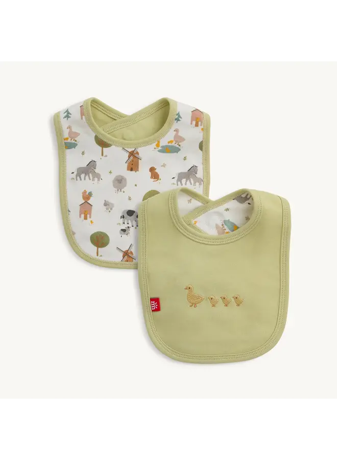 Organic Cotton Embroidered Bib - Funny Farm