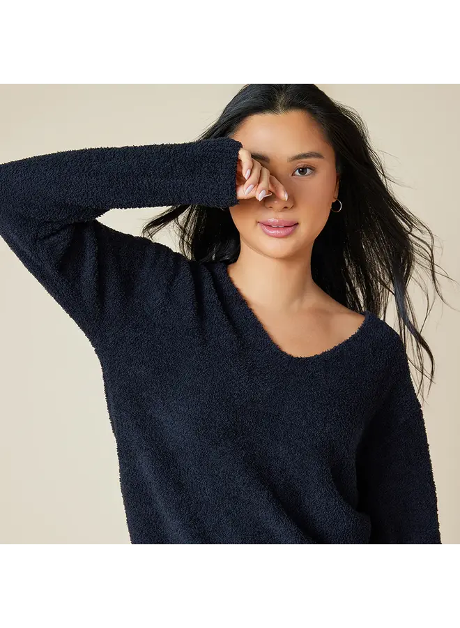 Solid Marshmallow V-Neck Lounge Set -