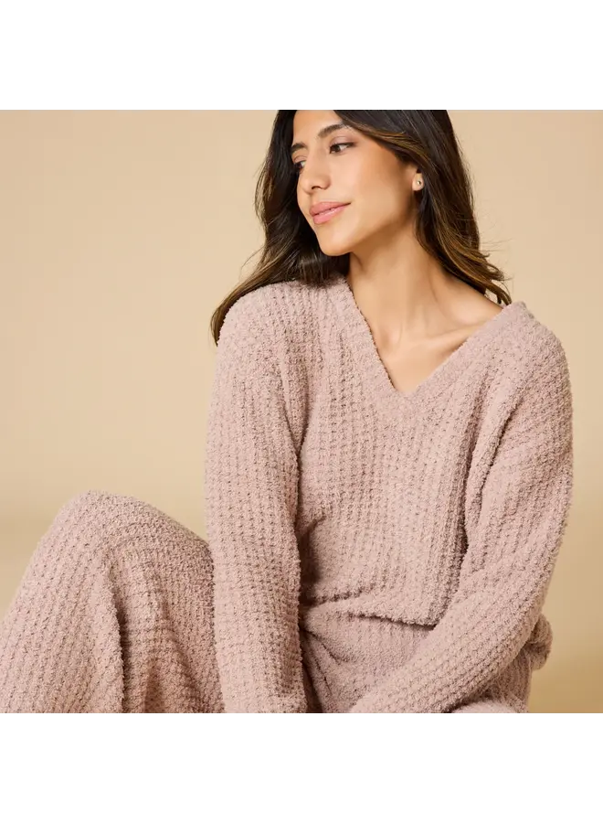 Marshmallow Waffle V-Neck Lounge Set -