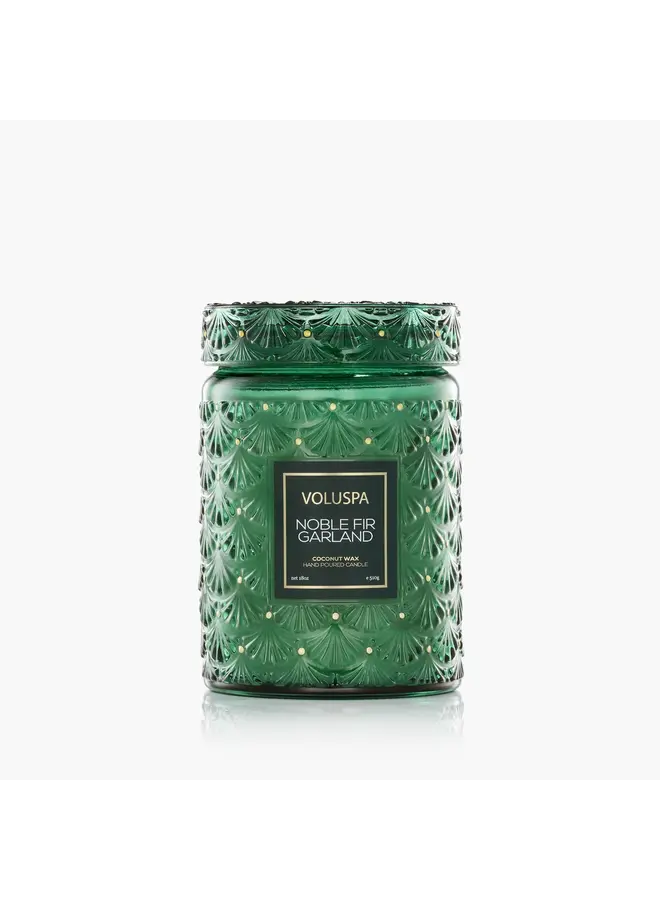 18oz Large Glass Jar - Noble Fir Garland