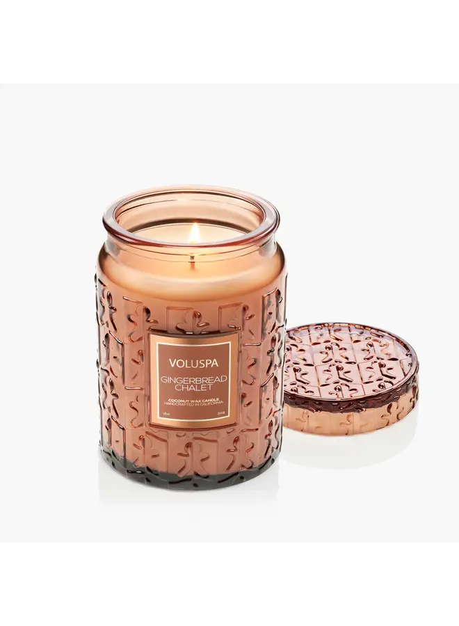 18oz Large Glass Jar - Gingerbread Chalet