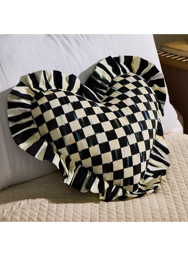 Courtly Heart Throw Pillow with Ruffle