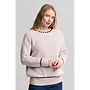 Cozychic Ribbed Sweater with Blanket Stitch -