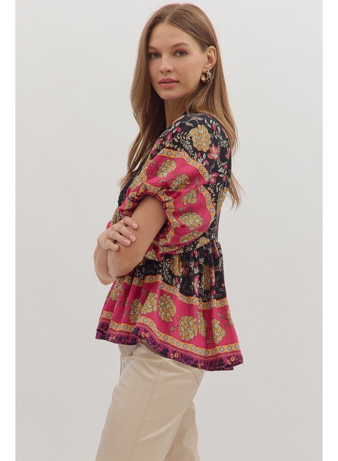 Jody Black/Red Blouse -