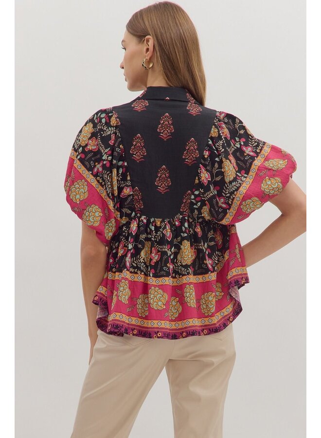 Jody Black/Red Blouse -