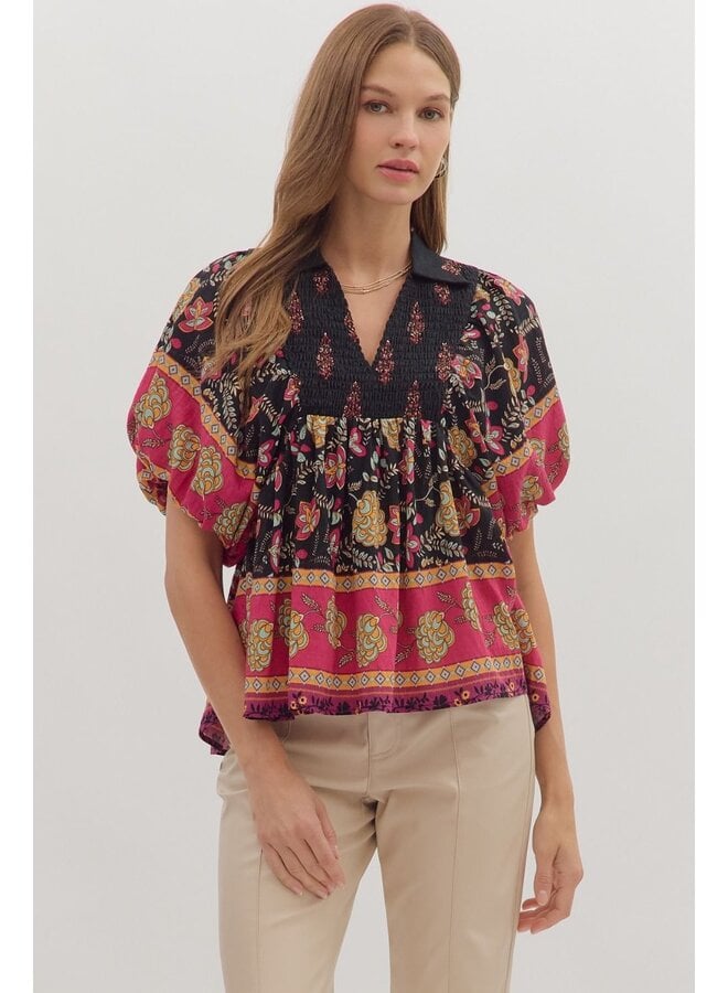 Jody Black/Red Blouse -