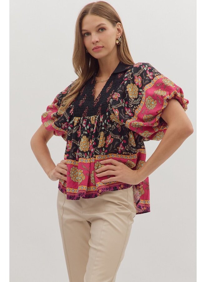 Jody Black/Red Blouse -