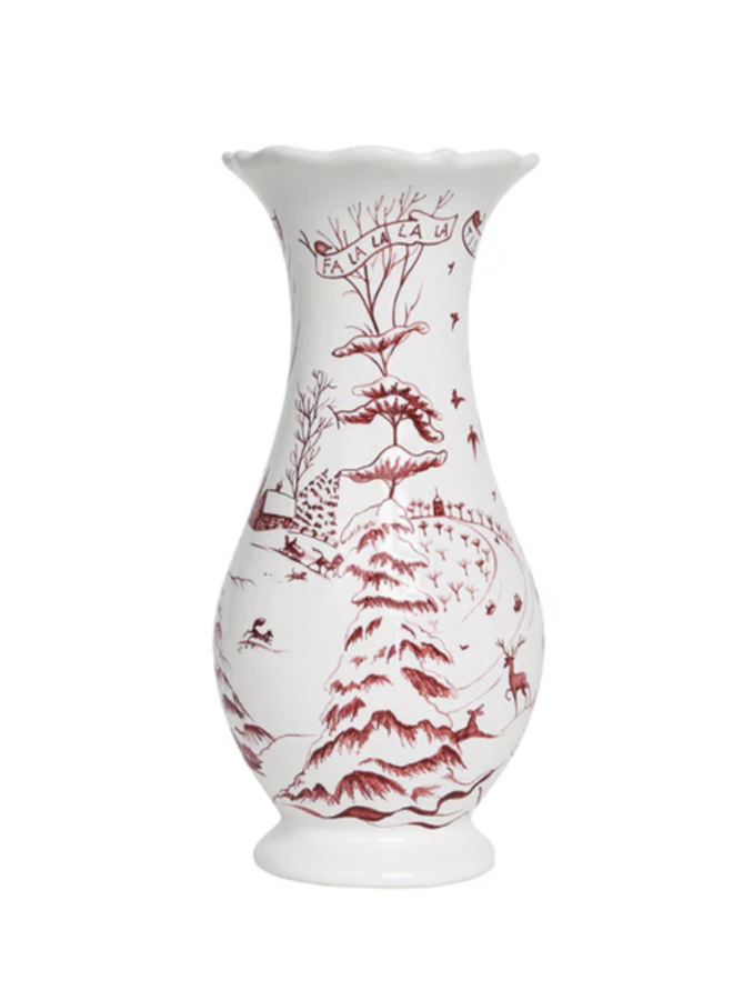 Country Estate Winter Frolic 9" Vase - Ruby