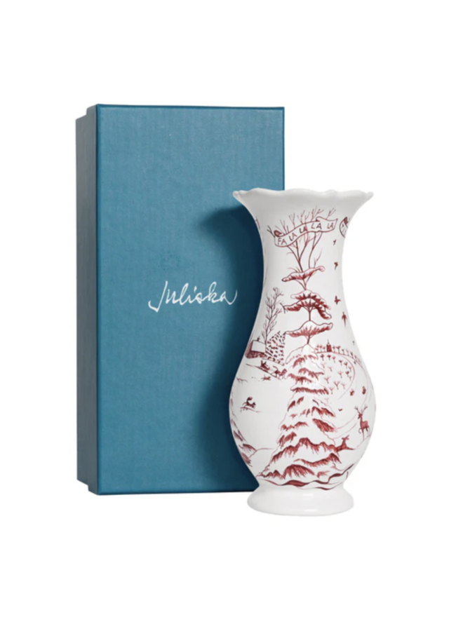 Country Estate Winter Frolic 9" Vase - Ruby