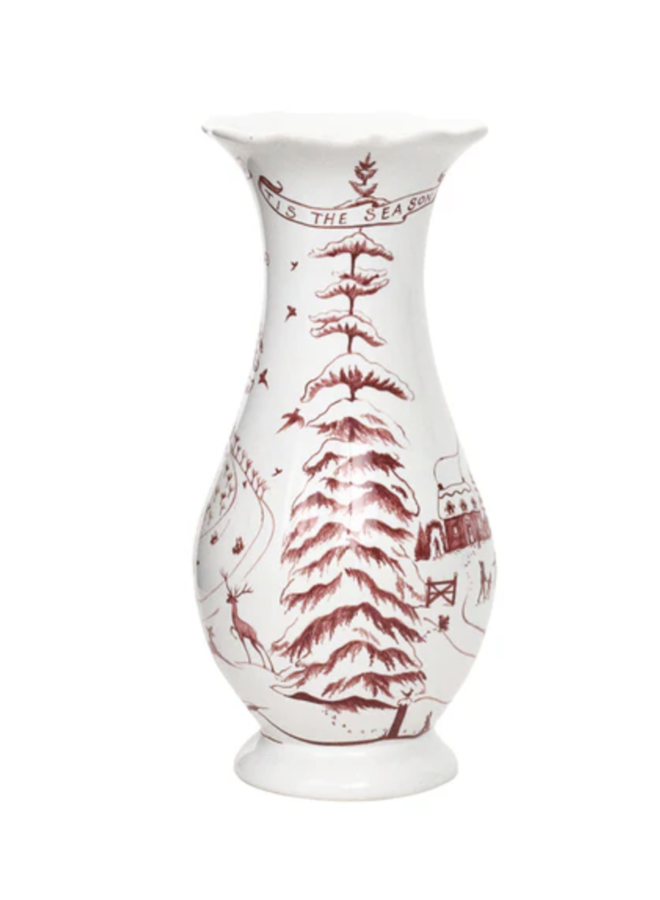 Country Estate Winter Frolic 9" Vase - Ruby