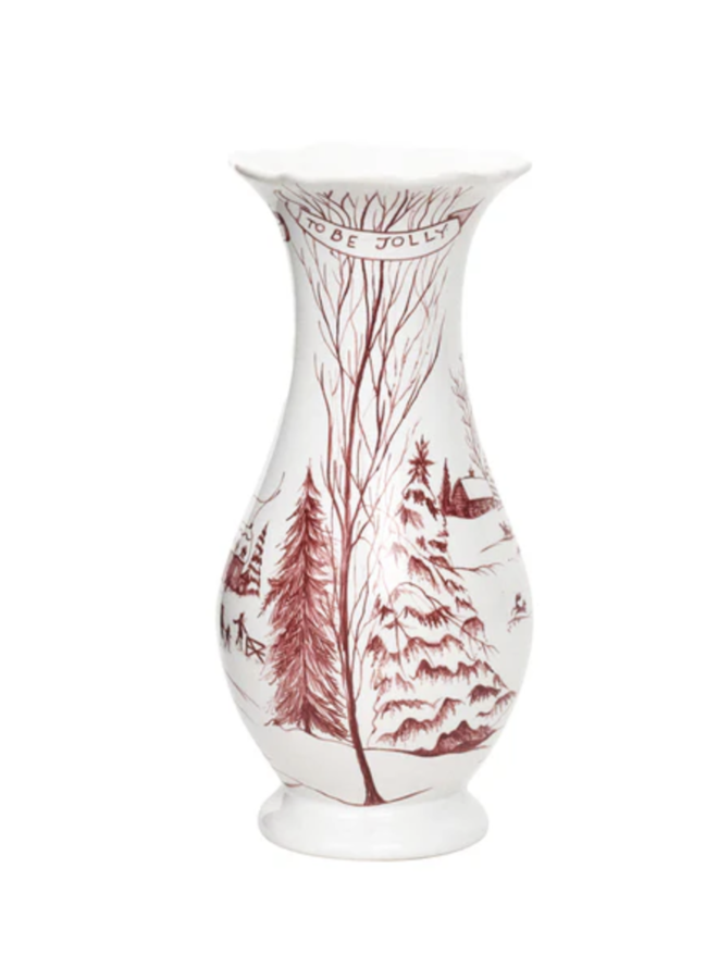 Country Estate Winter Frolic 9" Vase - Ruby