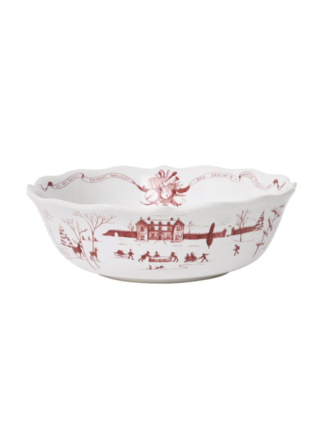 Country Estate Winter Frolic 11" Serving Bowl - Ruby