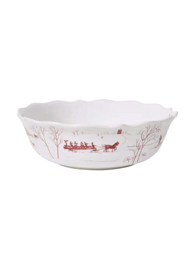 Country Estate Winter Frolic 11" Serving Bowl - Ruby