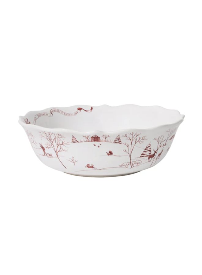 Country Estate Winter Frolic 11" Serving Bowl - Ruby