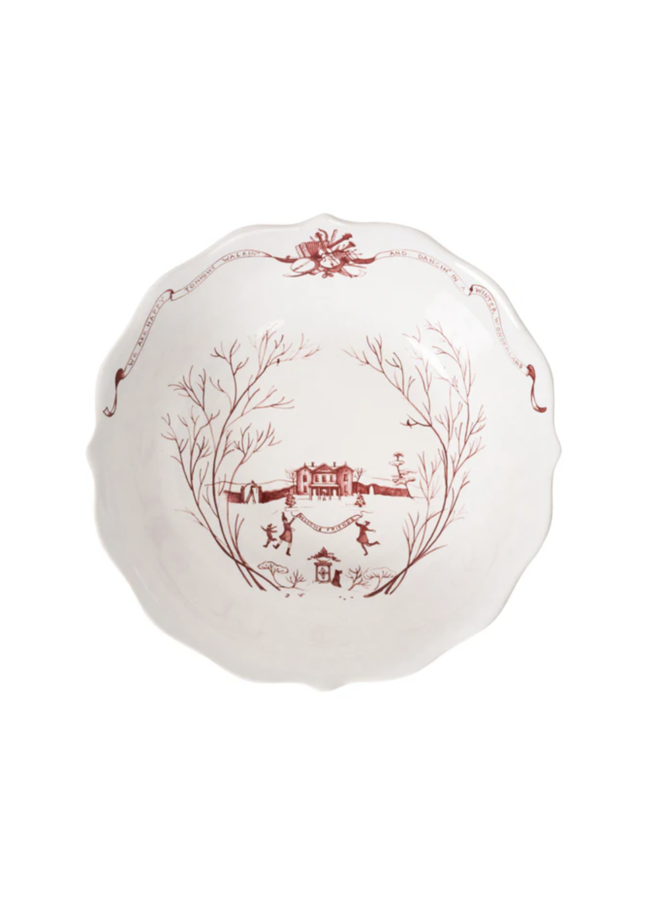Country Estate Winter Frolic 11" Serving Bowl - Ruby