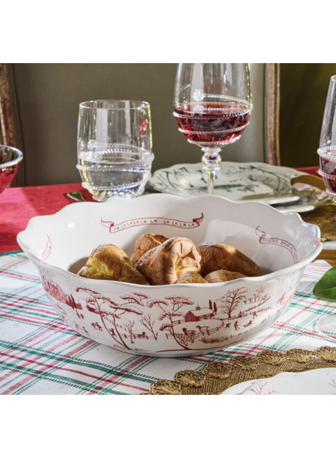 Country Estate Winter Frolic 11" Serving Bowl - Ruby