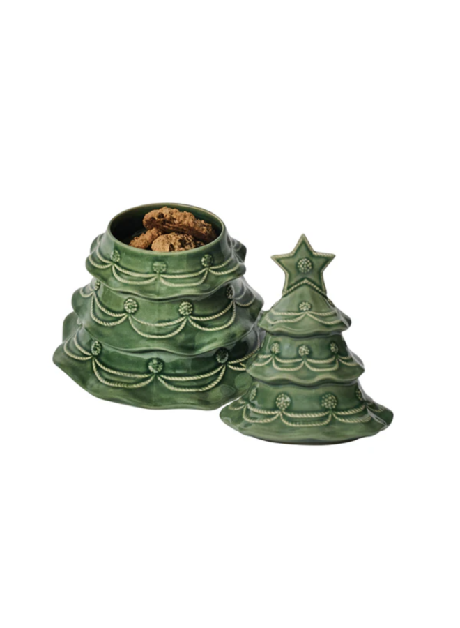 Berry & Thread Christmas Tree Cookie Jar with Lid - Basil