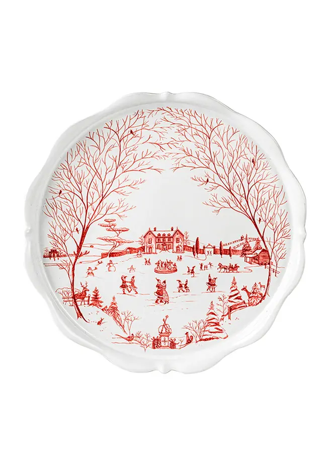 Country Estate Winter Frolic Ruby Cake Stand