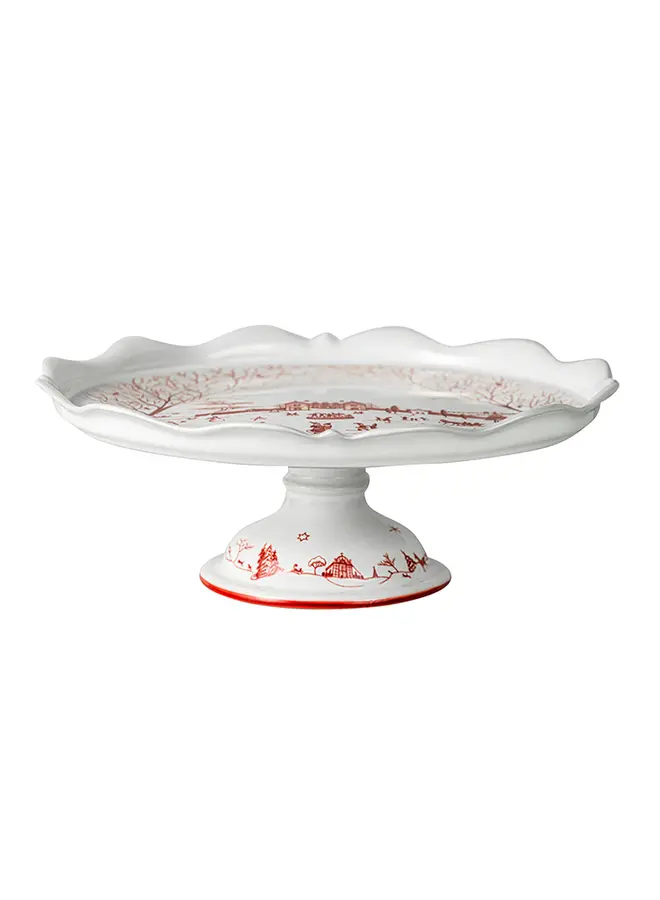 Country Estate Winter Frolic Ruby Cake Stand