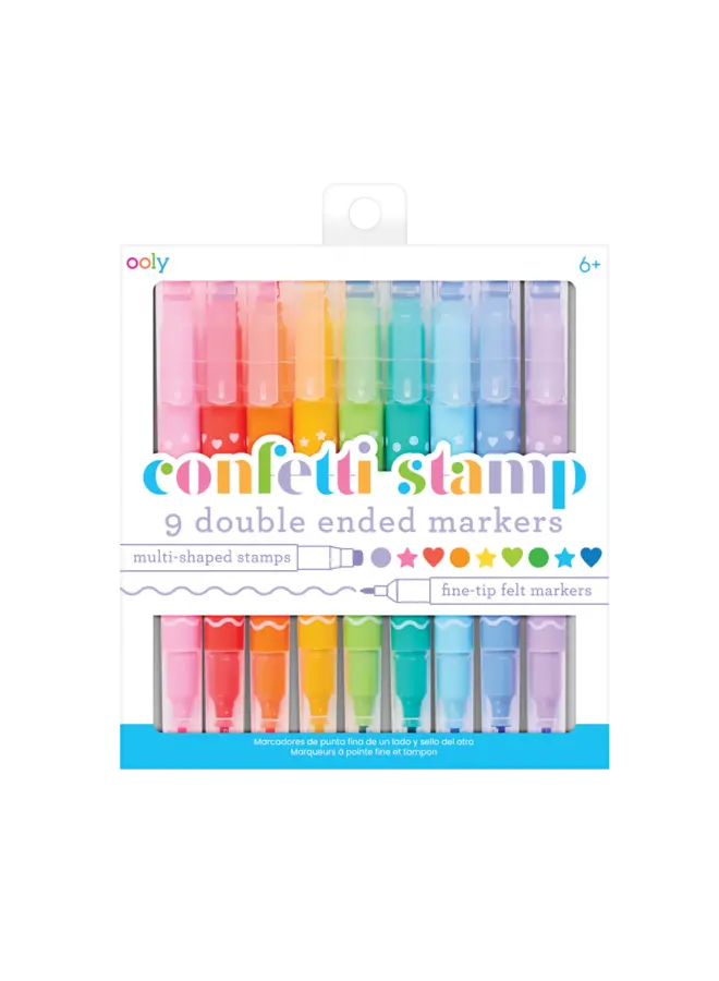 Confetti Stamp Double-Ended Markers - Set of 9