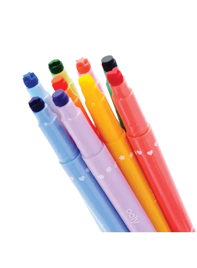 Confetti Stamp Double-Ended Markers - Set of 9