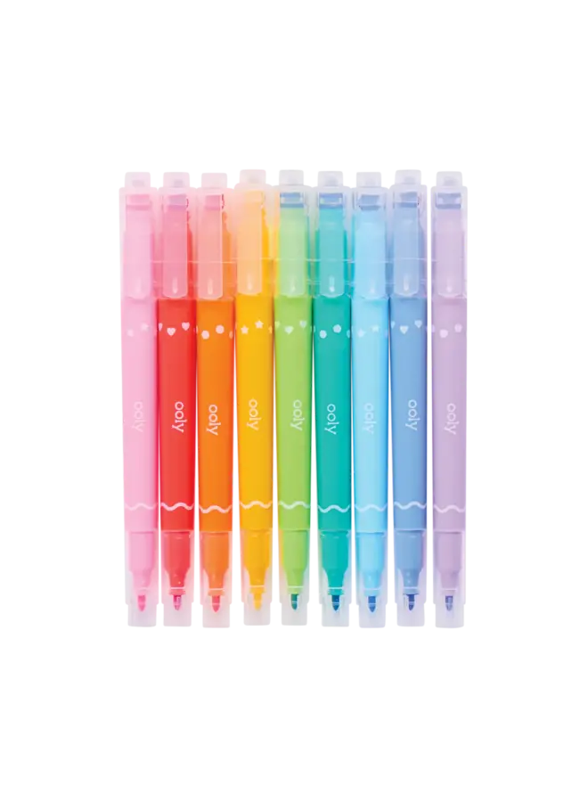 Confetti Stamp Double-Ended Markers - Set of 9
