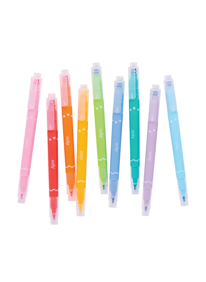 Confetti Stamp Double-Ended Markers - Set of 9