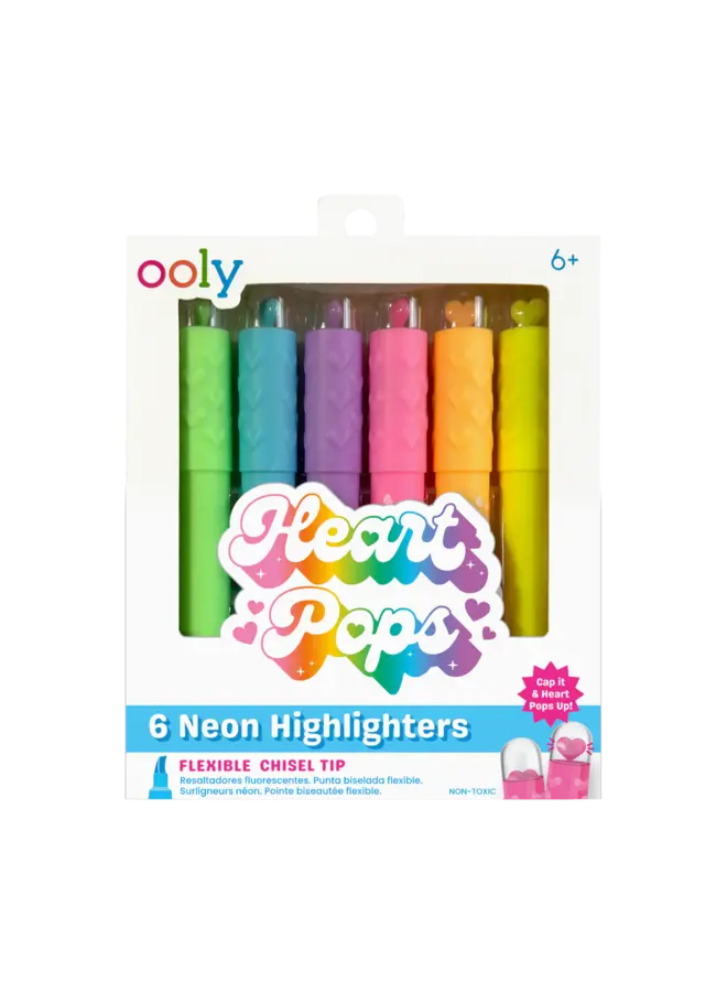 Heart Pops: Neon Highlighters (Set of 6)