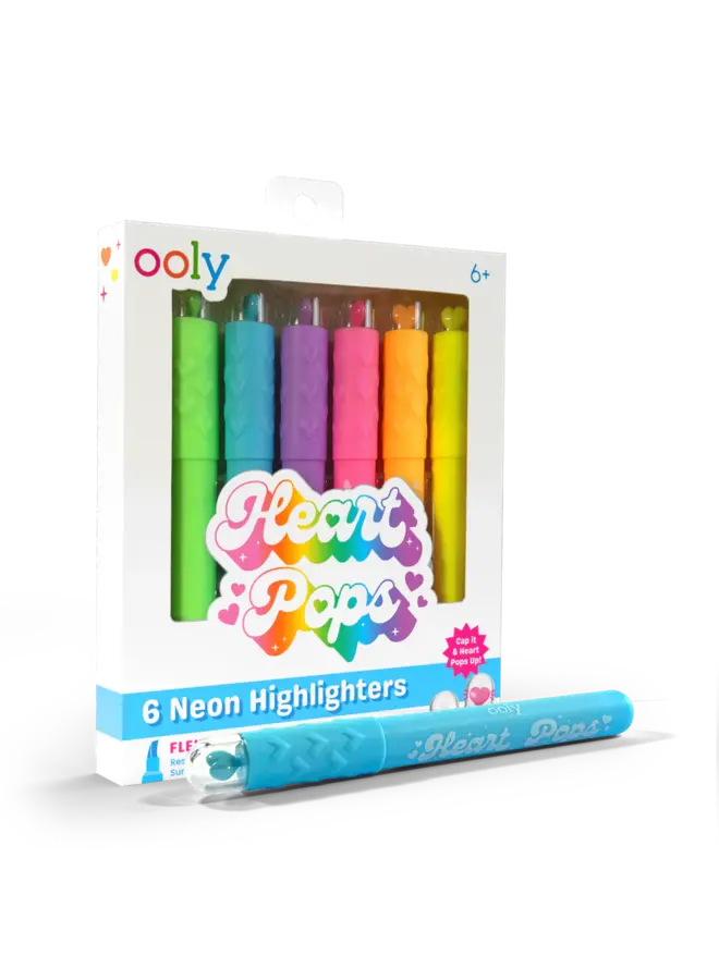 Heart Pops: Neon Highlighters (Set of 6)