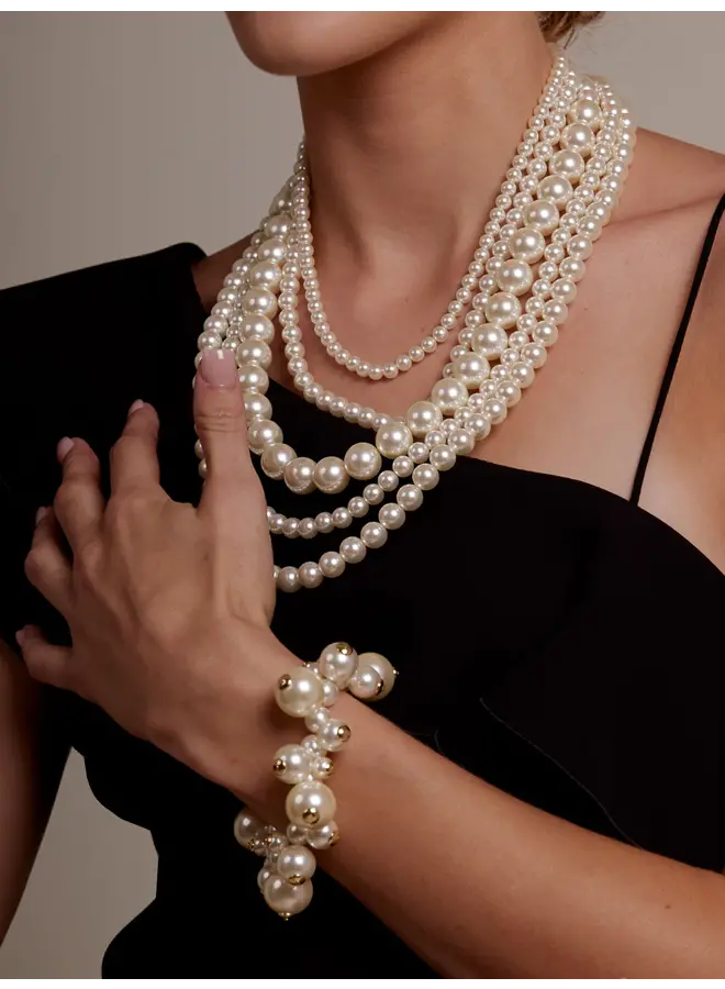 Chunky Pearl Cluster Stretch Bracelet