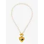 Heart Charm Pearl Collar Necklace -
