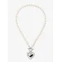 Heart Charm Pearl Collar Necklace -