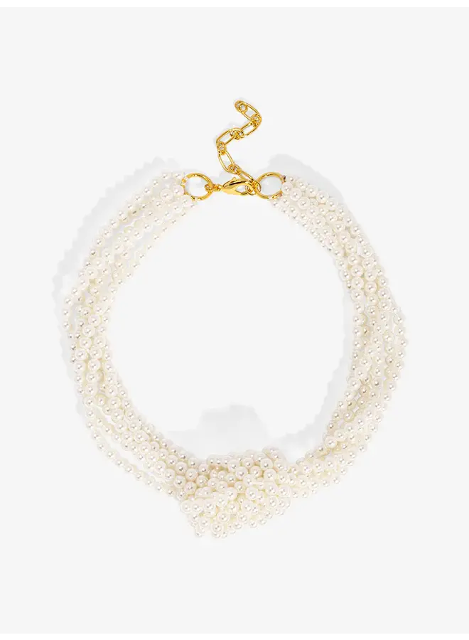 Knotted Layered Pearl Collar Necklace