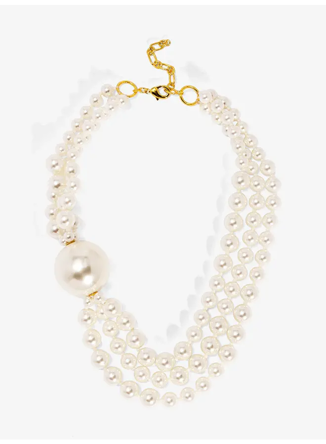 Collar Necklace with Oversized Pearl