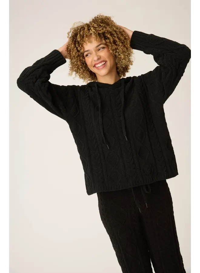 Cozy Chenille Cable Knit Hoodie -