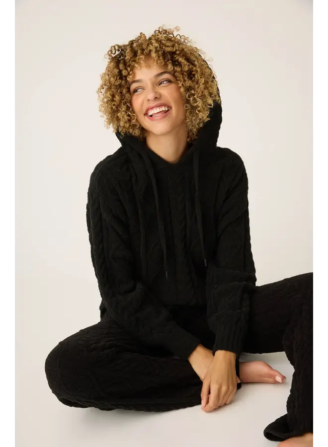 Cozy Chenille Cable Knit Hoodie -