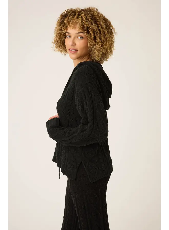 Cozy Chenille Cable Knit Hoodie -