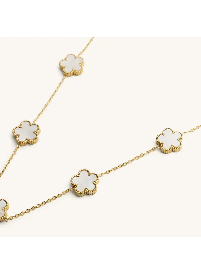 White Shell Flora Choker - Gold