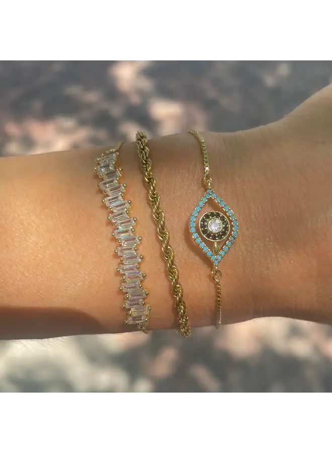 Diamond Bar Slider Bracelet - Gold
